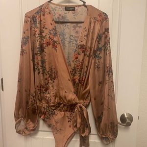 Zara Floral Wrap Blouse Bodysuit Size M